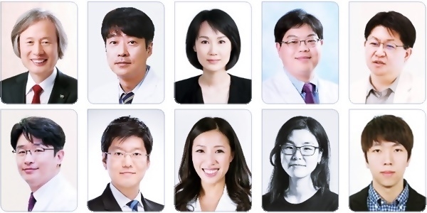 치과수면학회 춘계학술대회 연자들. 왼쪽부터 (윗줄) 최재갑 교수, 권정승 교수, 김수정 교수, 김재영 교수, 팽준영 교수, (아랫줄) 유명상 교수, 조정환 교수, Audrey Yoon 교수, 송지영 대표(사운더블), 박종일 대표(유니온아일랜드).