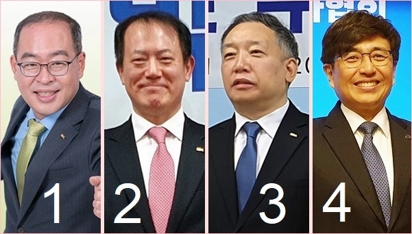 공식 협회장 후보들. 왼쪽부터 기호1번 최치원, 기호2번 박태근, 기호3번 장재완, 기호4번 김민겸 후보.