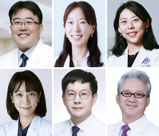 대한치과수면학회 춘계학술대회 연자들. 왼쪽 위부터 시계방향으로 주병억 교수, 박지운 교수, 최윤정 교수, 이승훈 교수, 김준영 교수, 장지희 교수,.