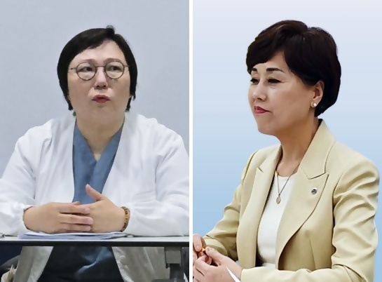 왼쪽부터 기호1번 김민정 후보, 기호2번 박정란 후보.